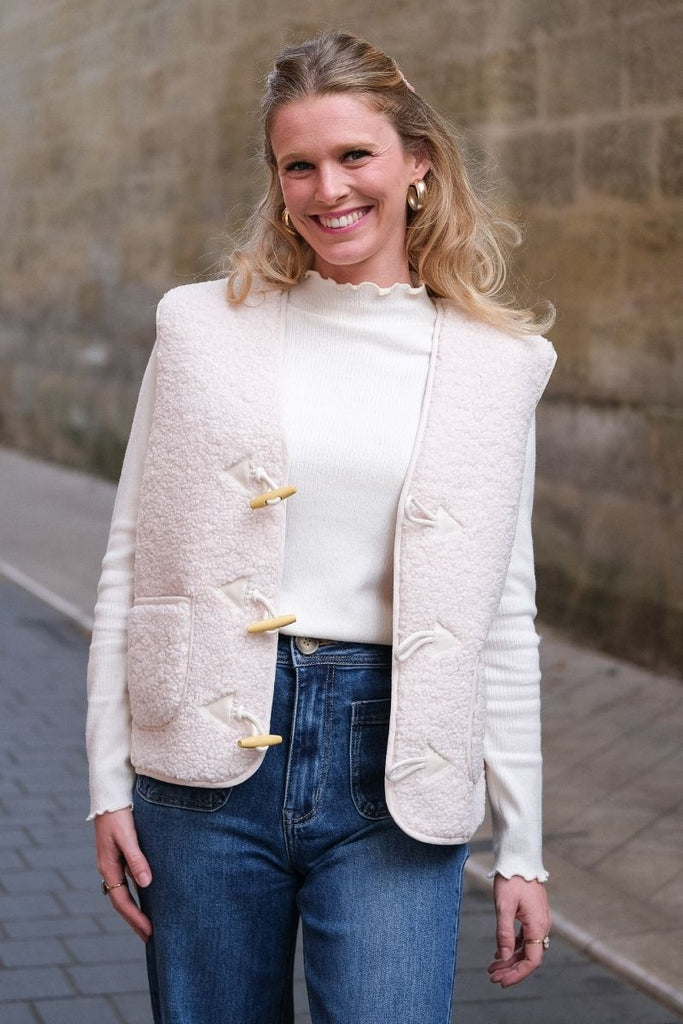 Gilet Polette, couleur écru, marque Garance