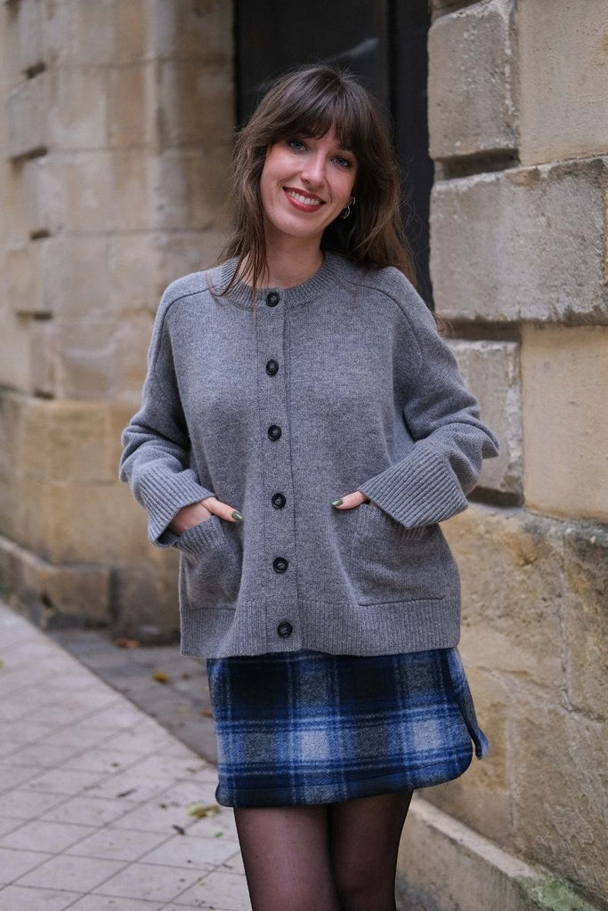 Gilet Sanson, couleur gris, marque Grace & Mila, matière 70% Laine