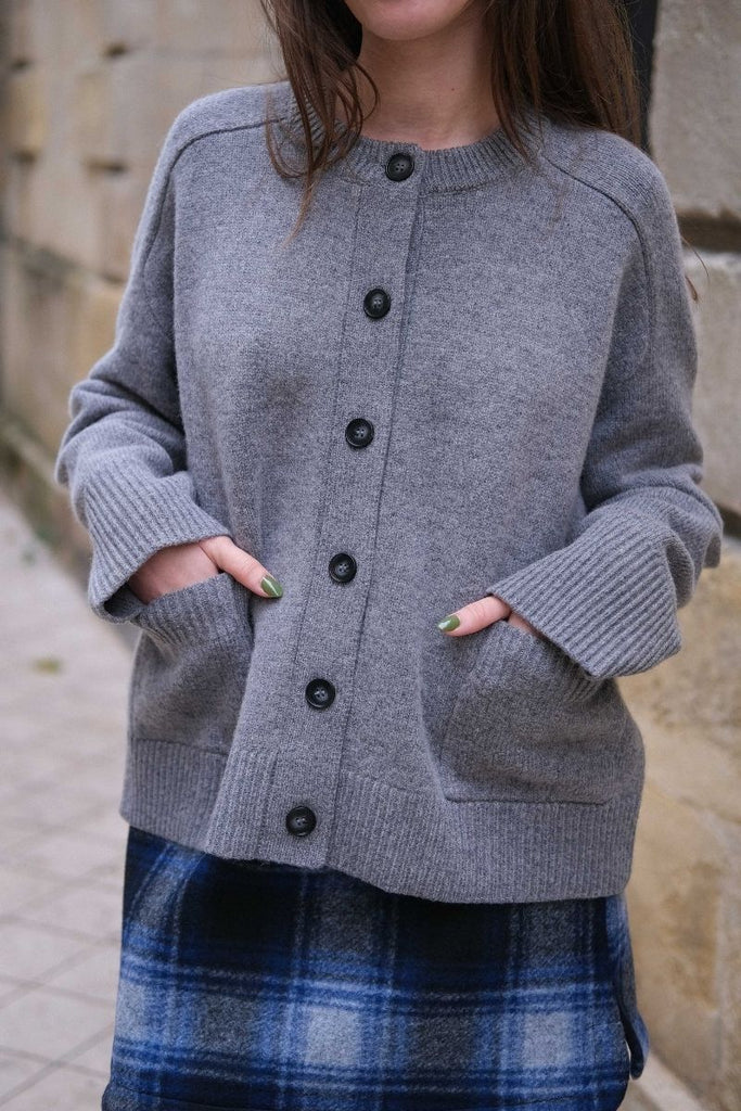 Gilet Sanson, couleur gris, marque Grace & Mila, matière 70% Laine