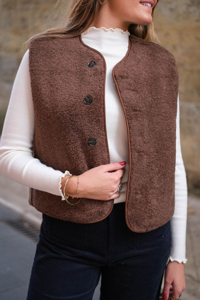 Gilet Seth, couleur chocolat, marque Grace & Mila