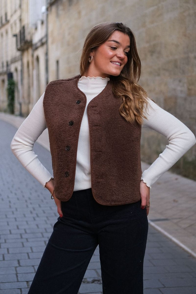 Gilet Seth, couleur chocolat, marque Grace & Mila