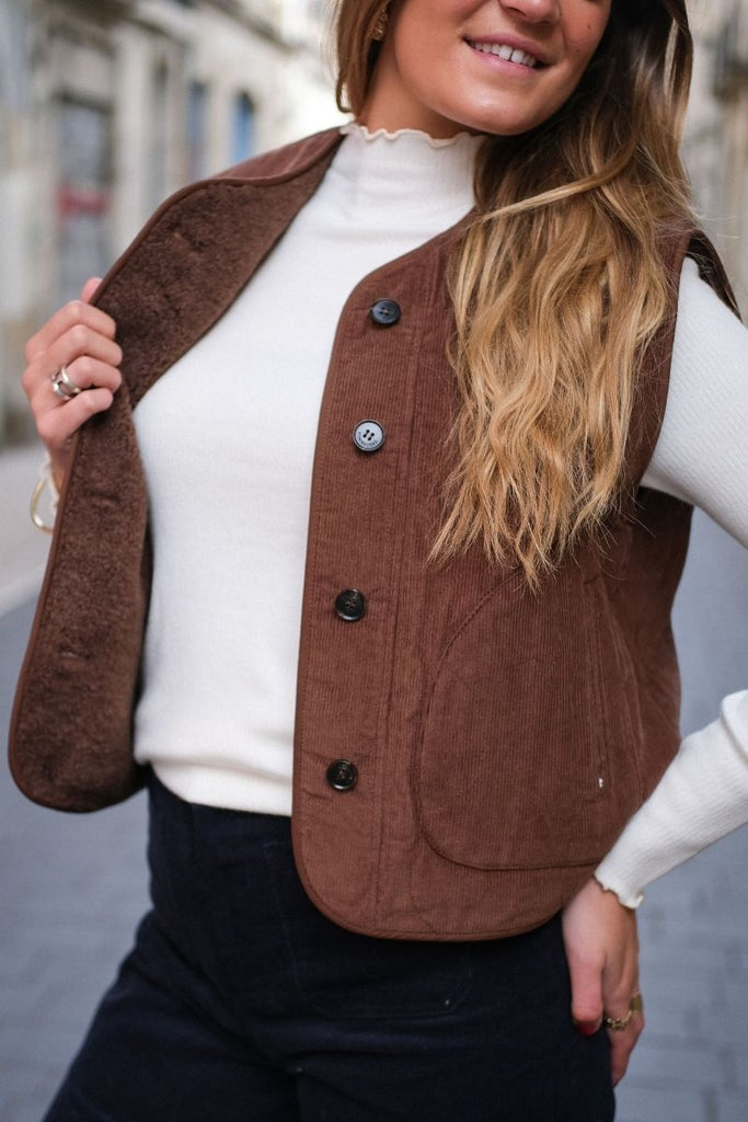 Gilet Seth, couleur chocolat, marque Grace & Mila
