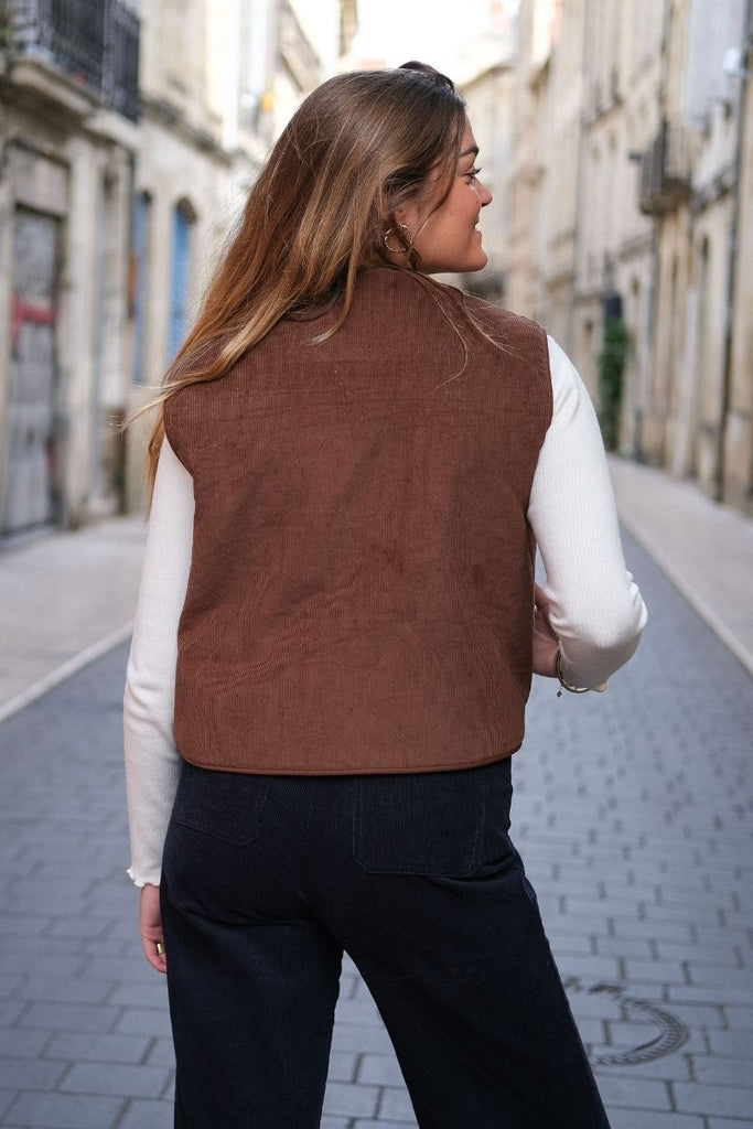 Gilet Seth, couleur chocolat, marque Grace & Mila