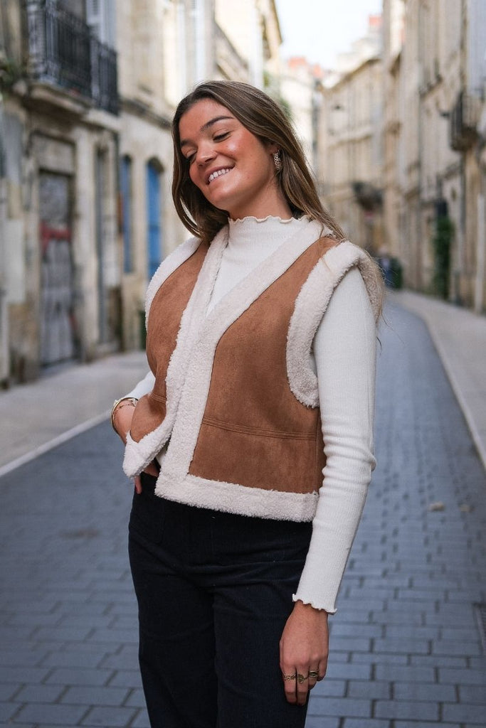 Gilet Sohen, couleur camel, marque Grace & Mila