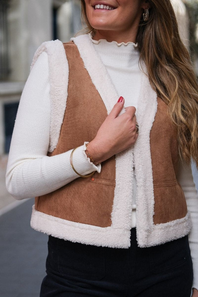 Gilet Sohen, couleur camel, marque Grace & Mila