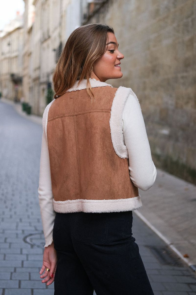Gilet Sohen, couleur camel, marque Grace & Mila