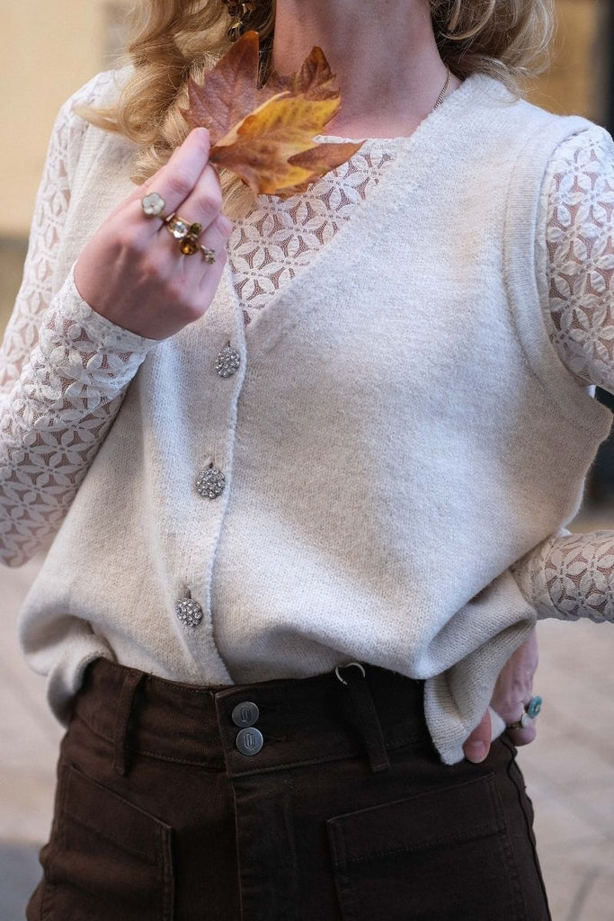 Gilet Vilyla, couleur écru, marque Vila