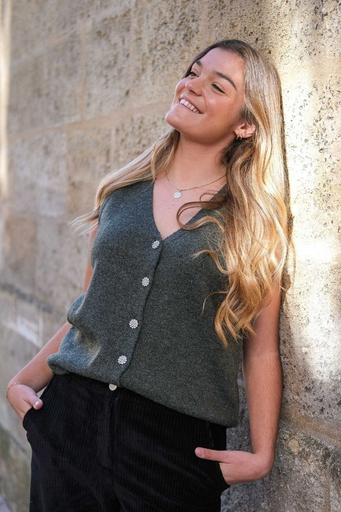 Gilet Vilyla, couleur vert, marque Vila