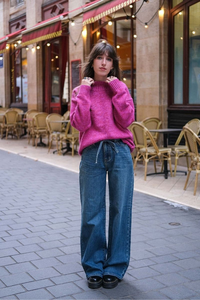 Jean Flora, couleur bleu, coupe large, marque F.A.M