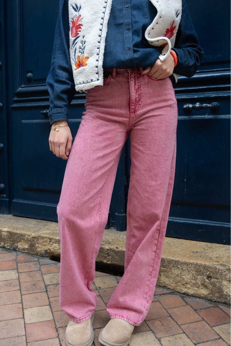 Jean Vifreya, couleur rose, marque Vila, taille haute
