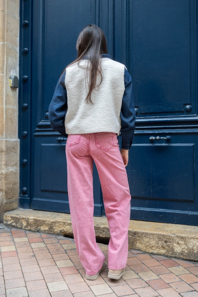 Jean Vifreya, couleur rose, marque Vila, taille haute