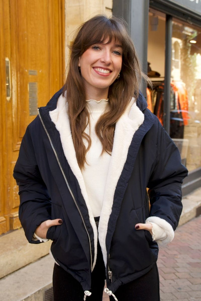 Manteau Guzmania, couleur bleu nuit, marque Laure + Max