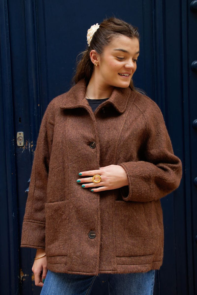 Manteau Nadia, couleur marron, marque The Korner