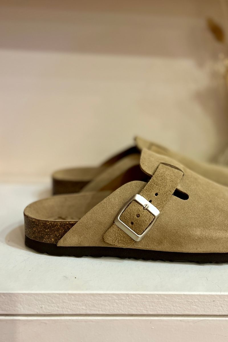Mules Ariana, couleur beige, matière cuir