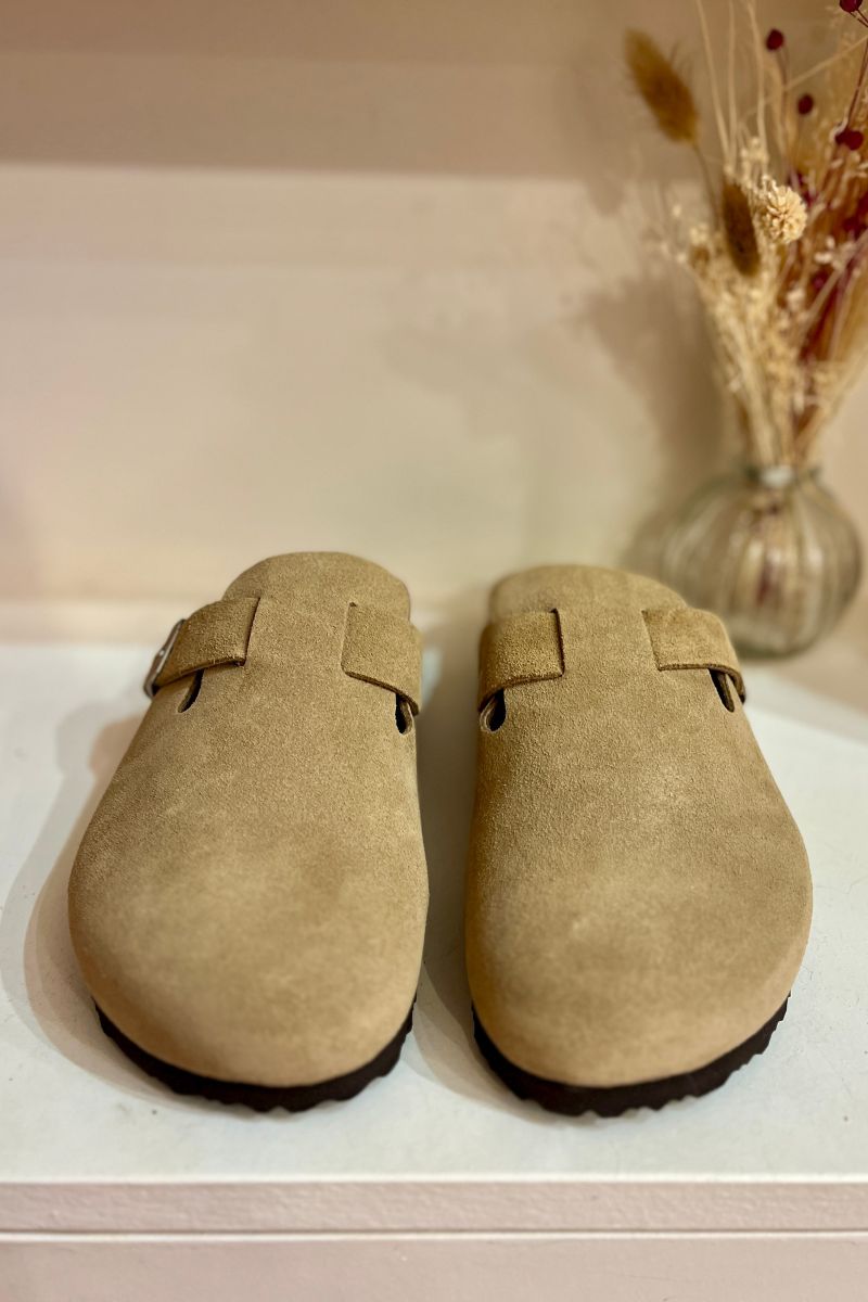 Mules Ariana, couleur beige, matière cuir