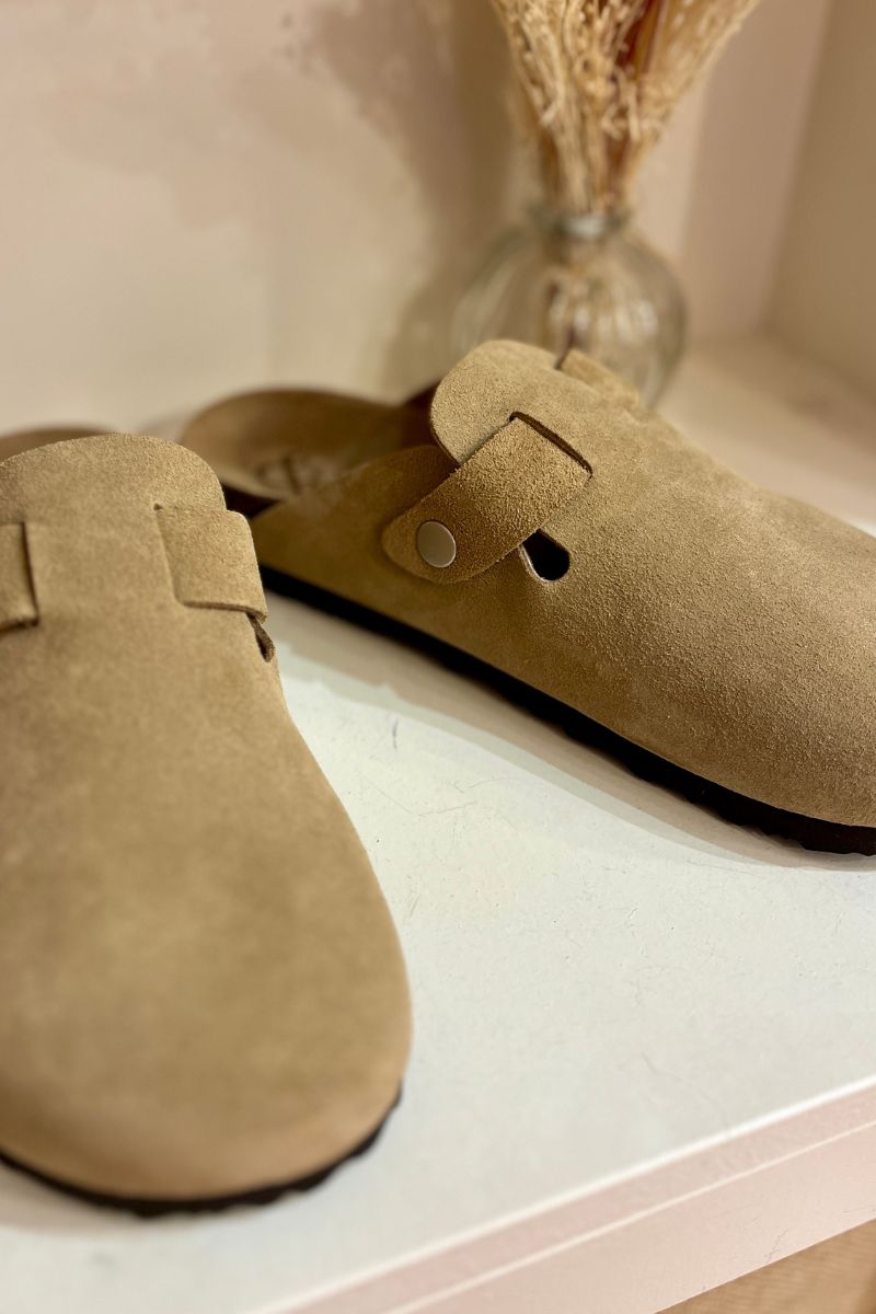 Mules Ariana, couleur beige, matière cuir