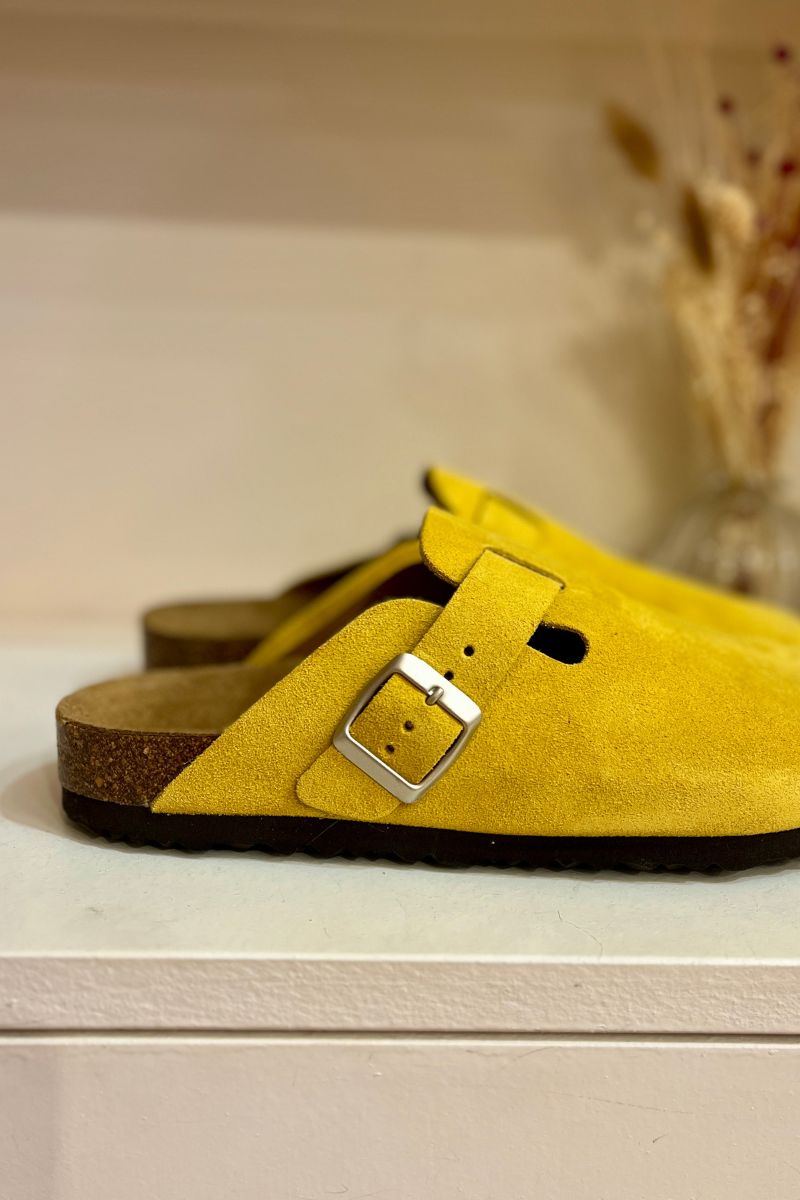 Mules Ariane, couleur jaune, matière cuir