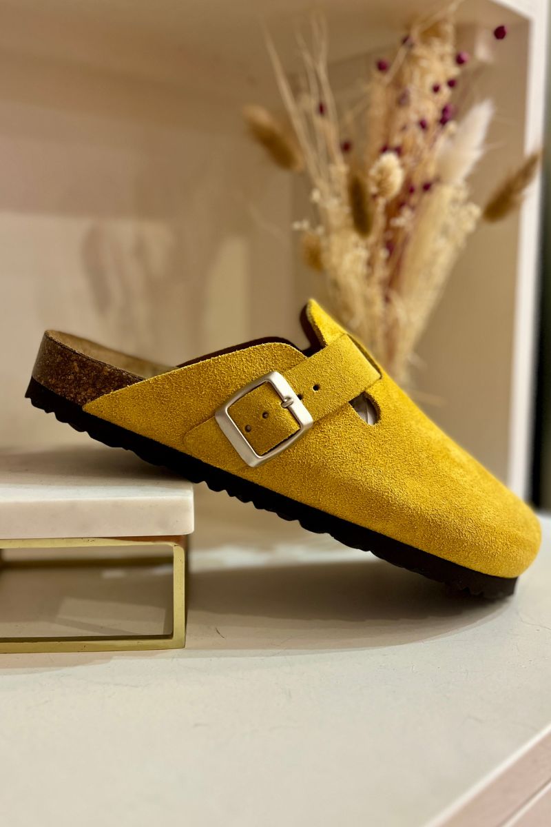 Mules Ariane, couleur jaune, matière cuir