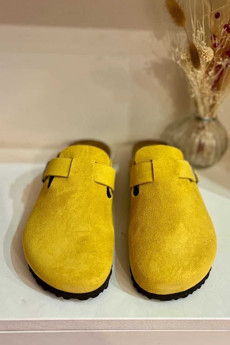 Mules Ariane, couleur jaune, matière cuir