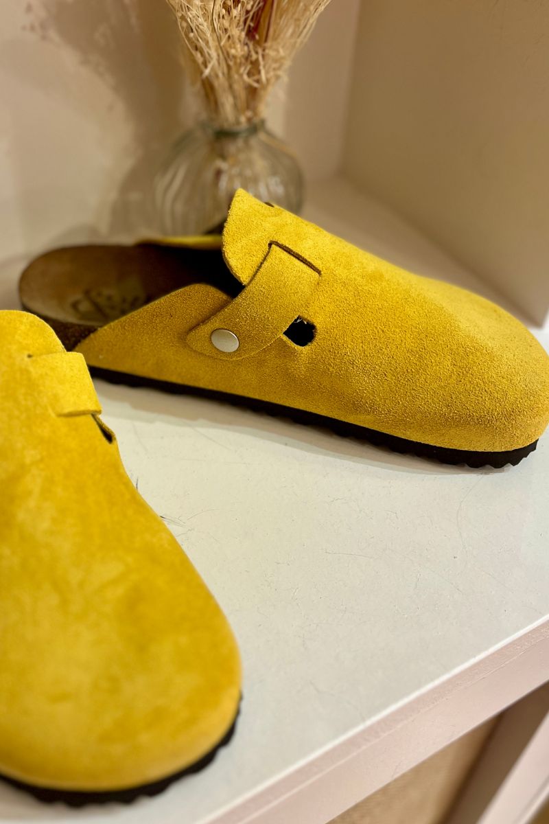 Mules Ariane, couleur jaune, matière cuir