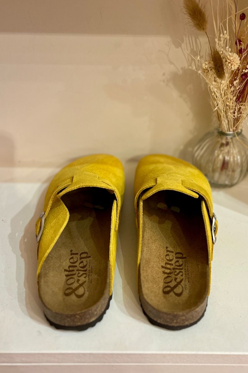 Mules Ariane, couleur jaune, matière cuir