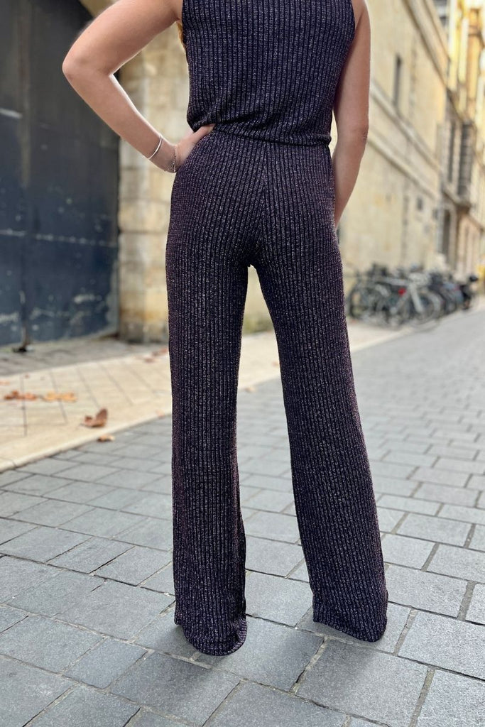 Pantalon Ihmajana, couleur noir, marque Ichi, taille élastique, coupe large