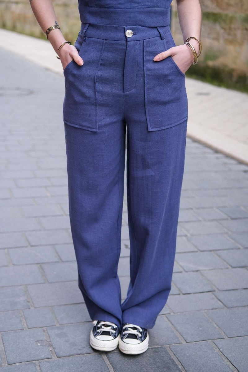 Pantalon Clarisse, couleur bleu, marque The Korner
