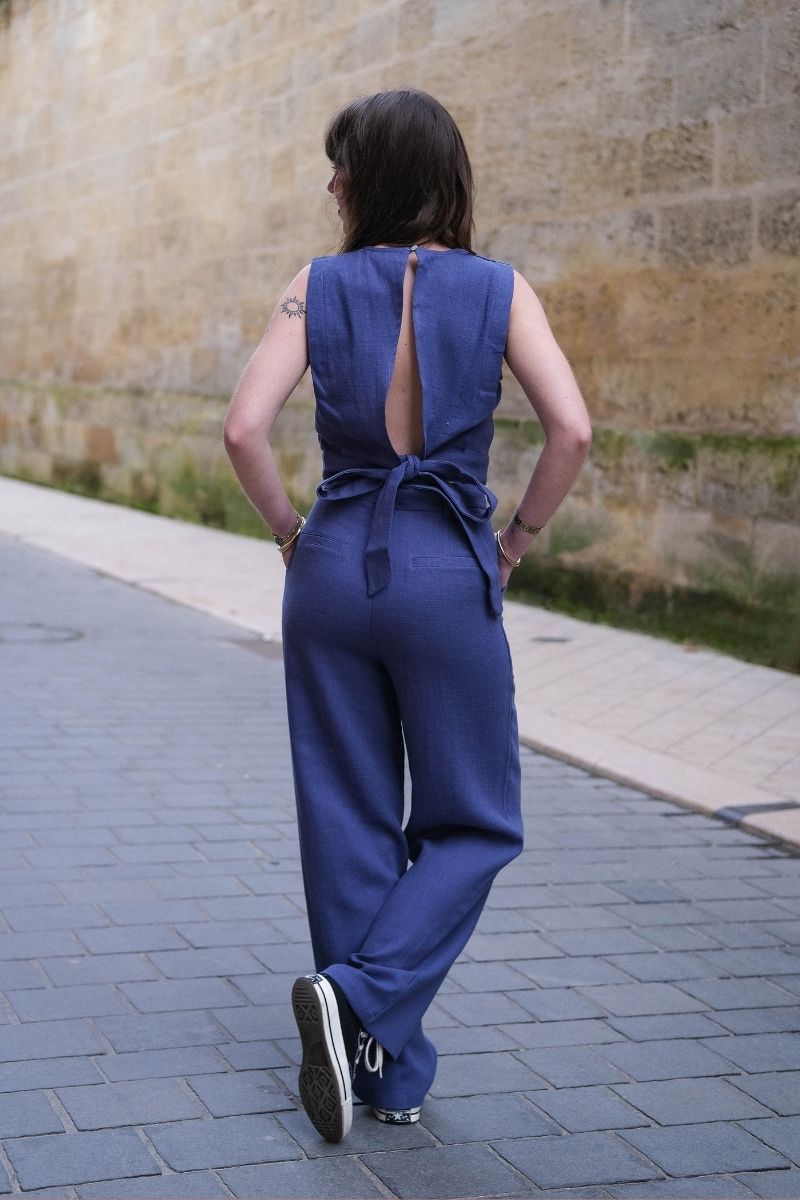 Pantalon Clarisse, couleur bleu, marque The Korner