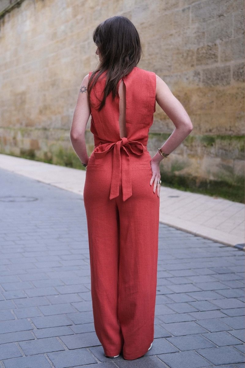 Pantalon Clarisse, couleur brique, marque The Korner