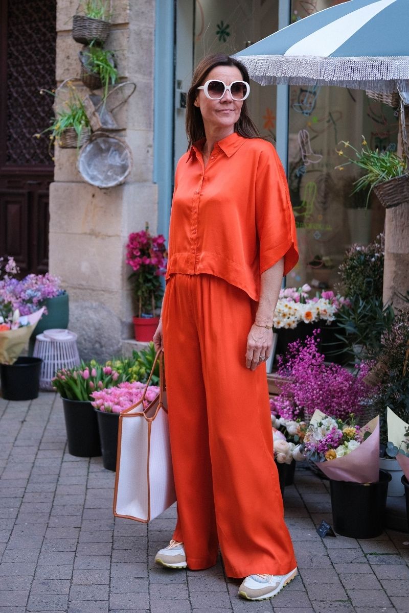 Pantalon Ecume, couleur orange, taille élastique, marque Frnch