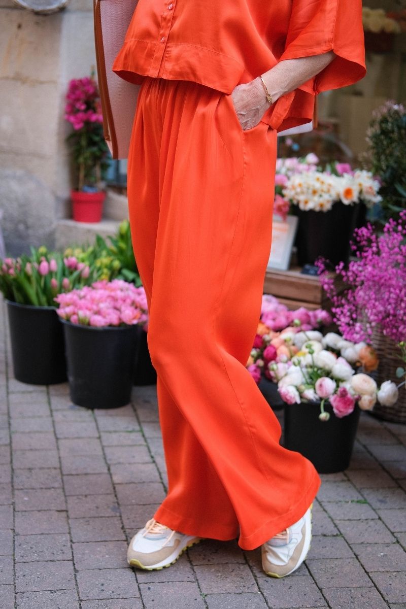 Pantalon Ecume, couleur orange, taille élastique, marque Frnch