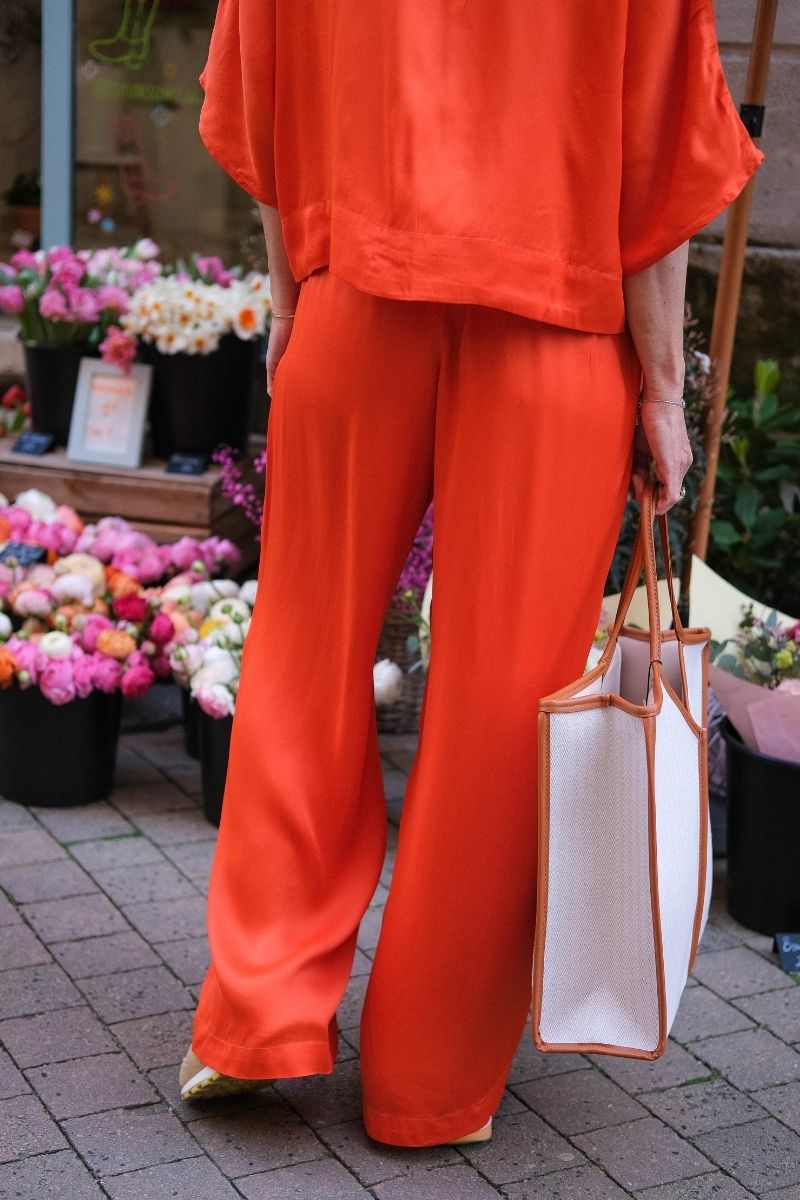 Pantalon Ecume, couleur orange, taille élastique, marque Frnch