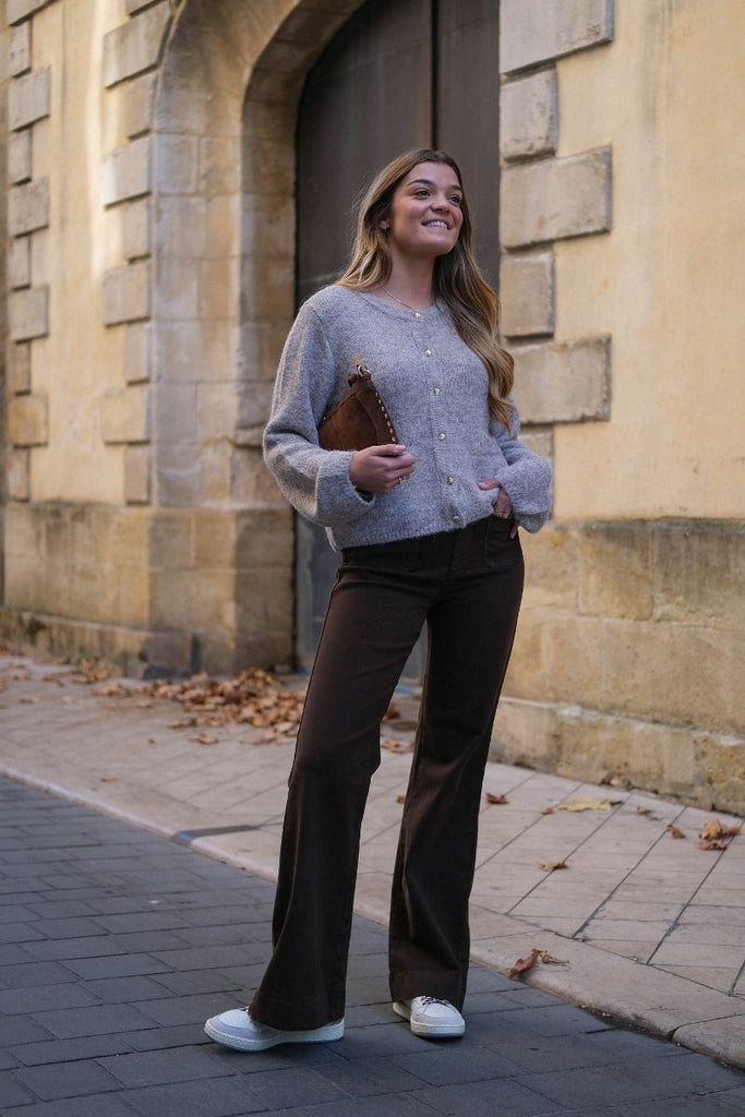 Pantalon Elena, couleur chocolat, marque Oraije