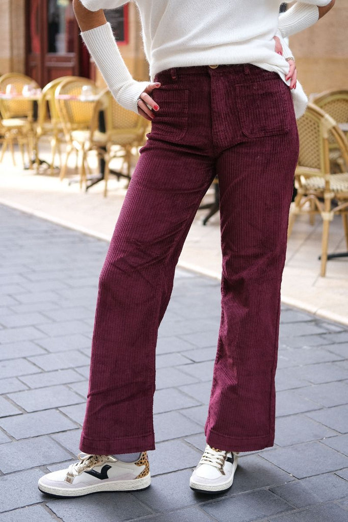 Pantalon Fauve, couleur bordeaux, marque F.A.M