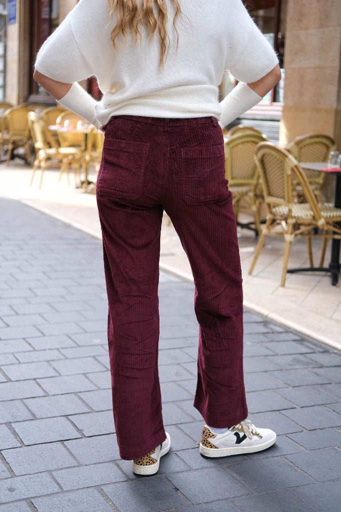 Pantalon Fauve, couleur bordeaux, marque F.A.M
