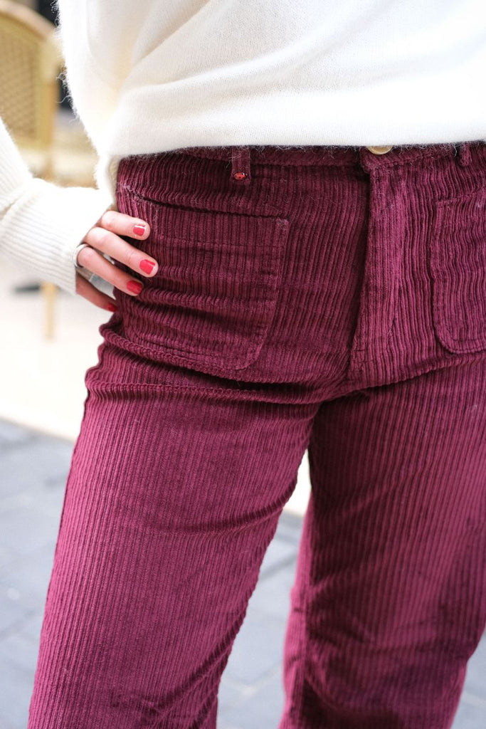 Pantalon Fauve, couleur bordeaux, marque F.A.M