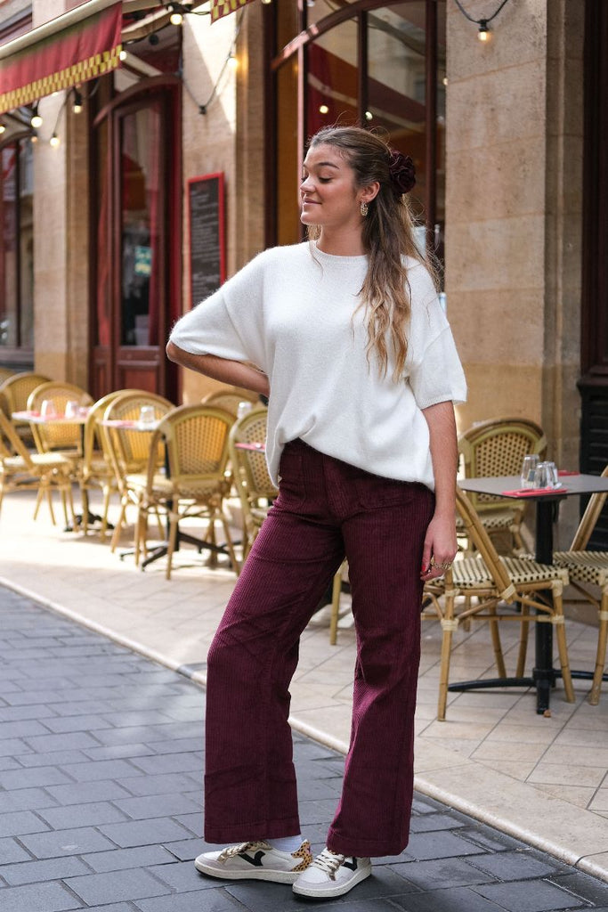 Pantalon Fauve, couleur bordeaux, marque F.A.M