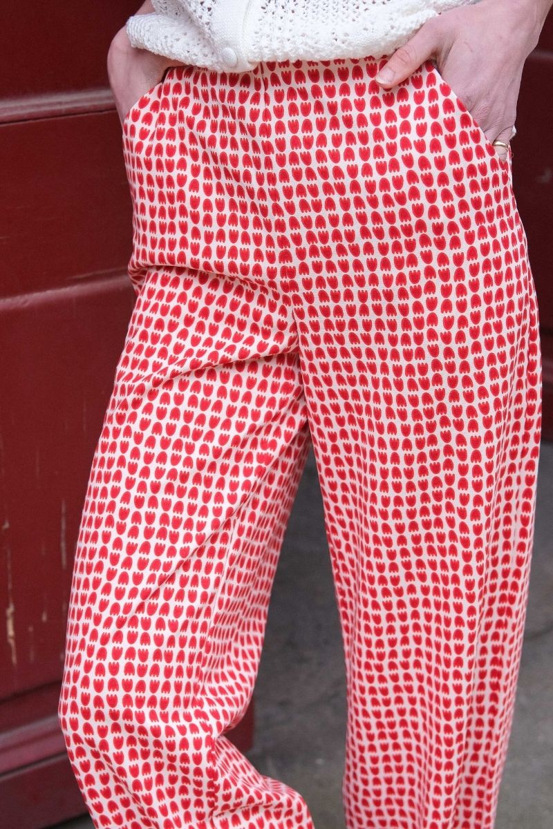 Pantalon Ihkate, couleur rouge, marque Ichi