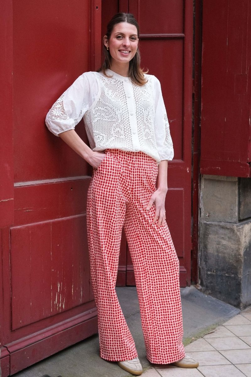 Pantalon Ihkate, couleur rouge, marque Ichi