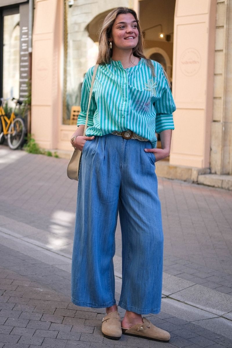 Pantalon Kira, couleur bleu, marque Orfeo