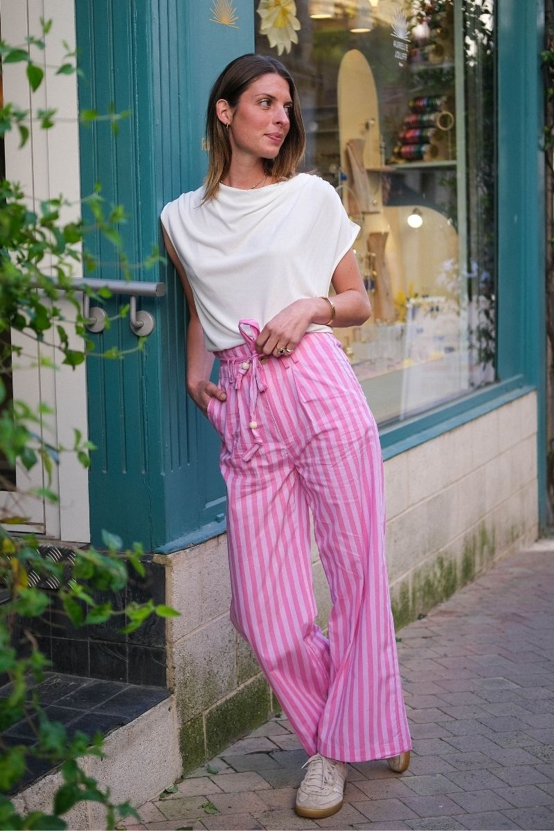 Pantalon Nami, couleur rose, marque Orfeo, taille élastique