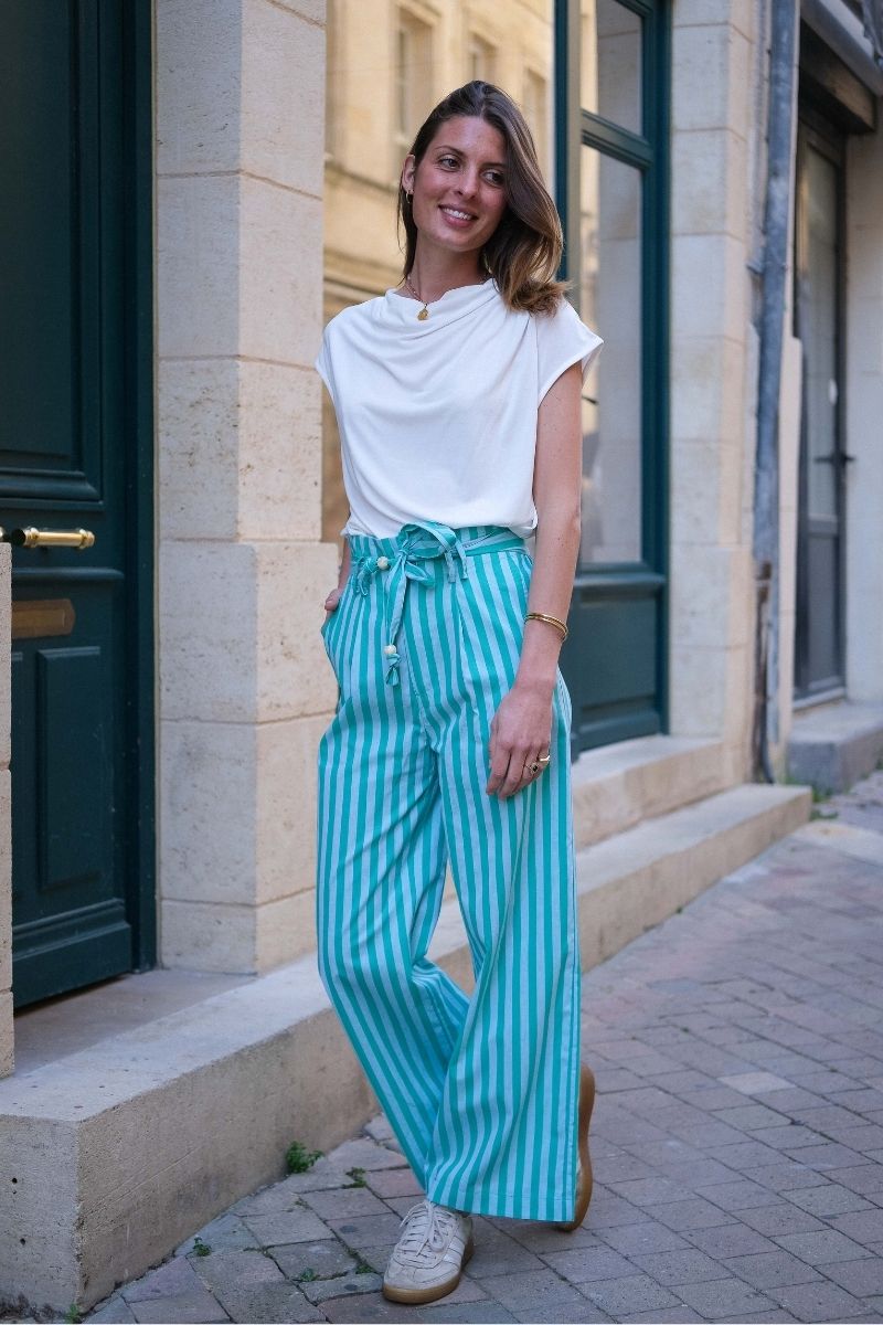 Pantalon Nami, couleur turquoise, couleur Orfeo