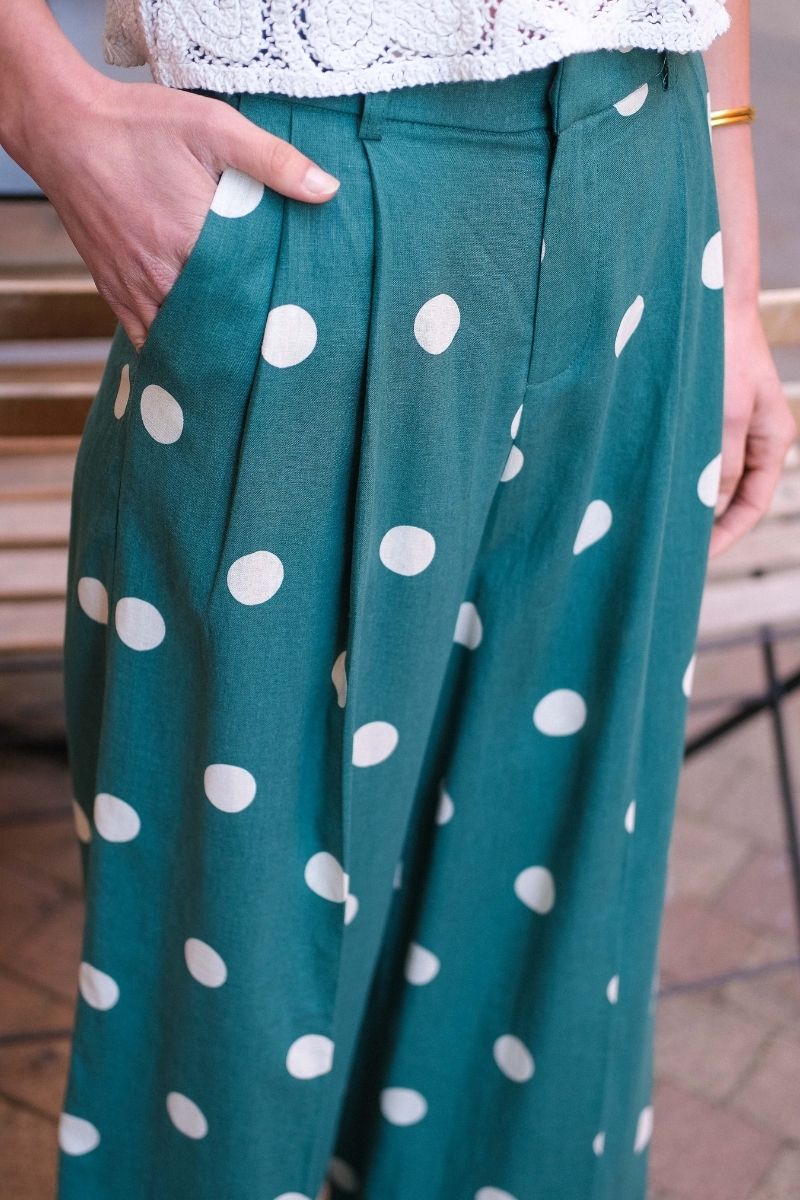 Pantalon Wynell, couleur vert, marque Grace & Mila, taille haute