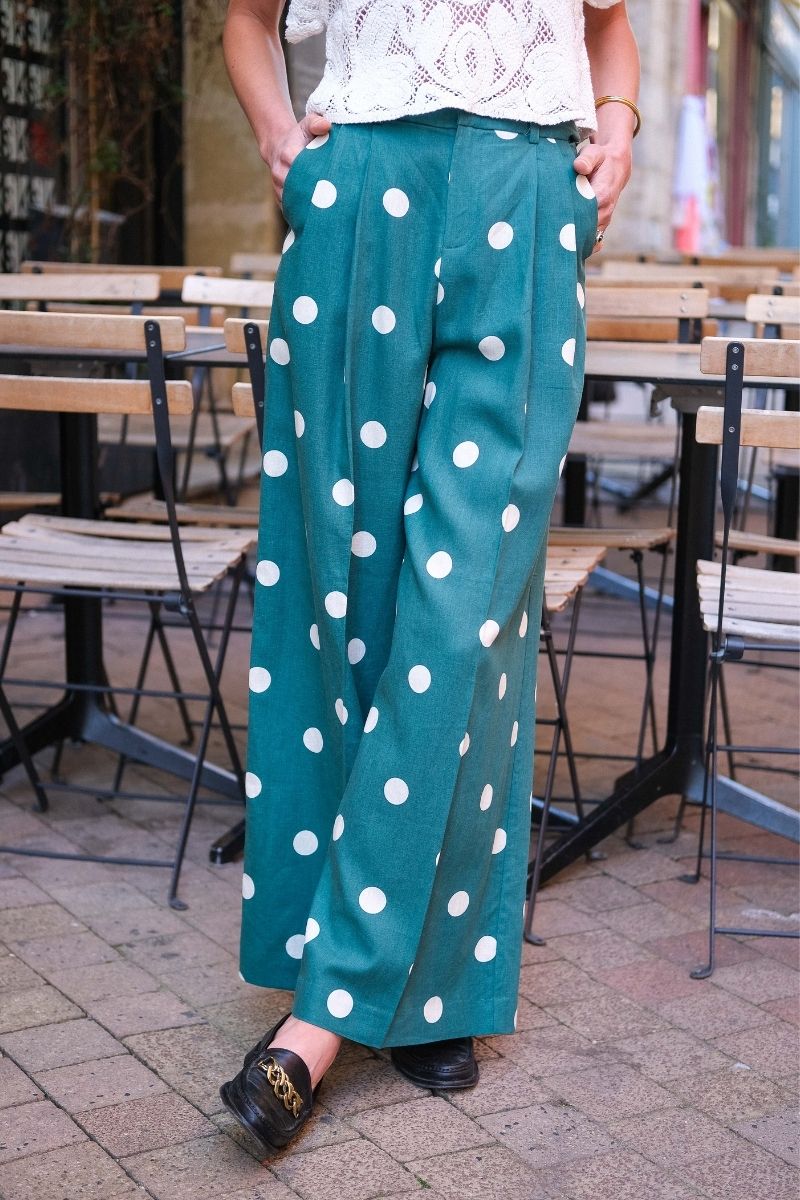 Pantalon Wynell, couleur vert, marque Grace & Mila, taille haute