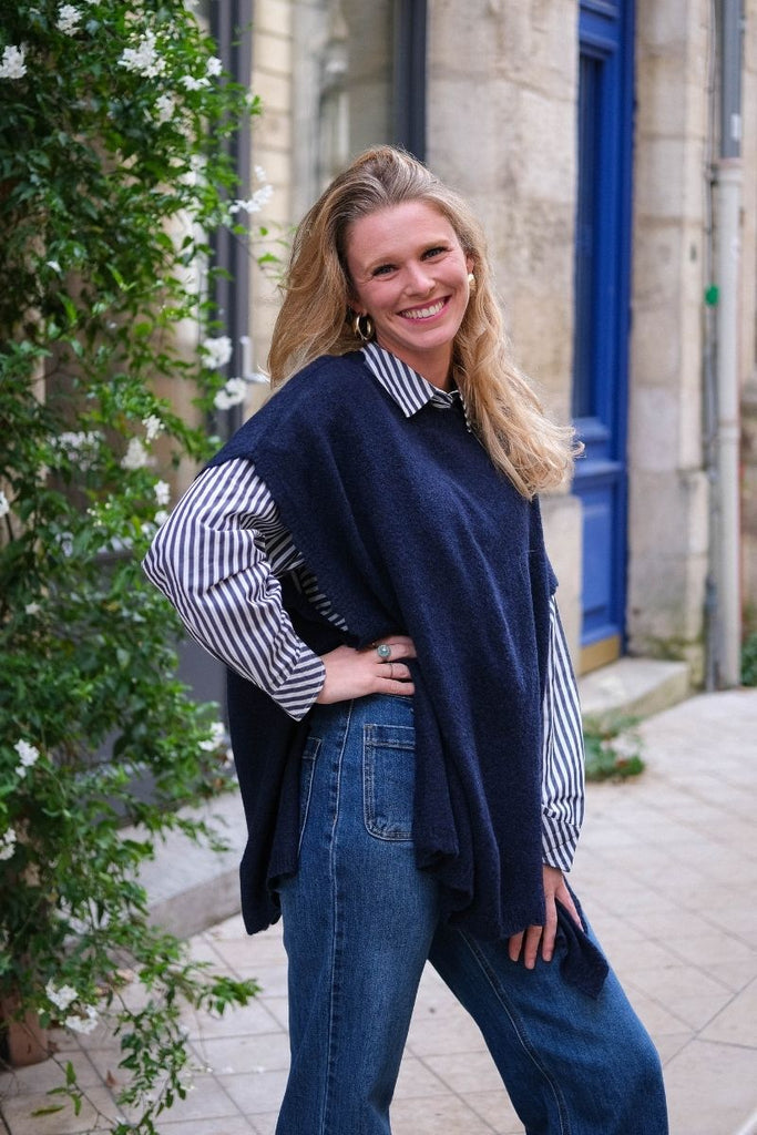 Pull Iamacha, couleur marine, marque Ichi