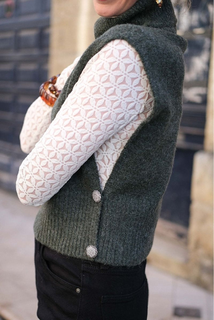 Pull Vilyla, couleur vert, marque Vila