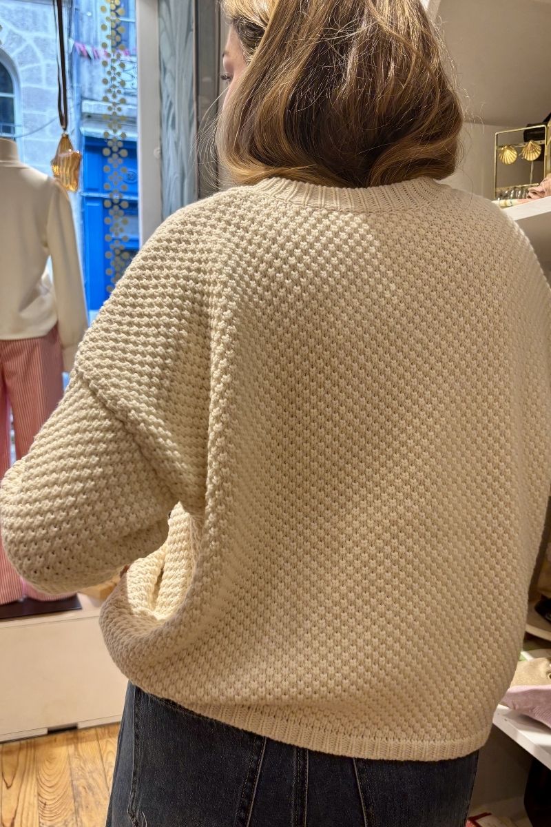 Pull Ben, couleur écru, marque Orfeo, col rond
