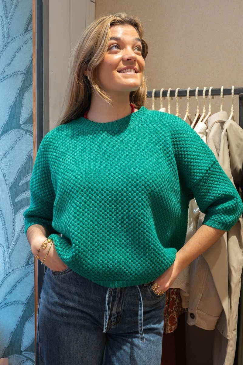 Pull Ben, couleur vert, marque Orfeo, col rond