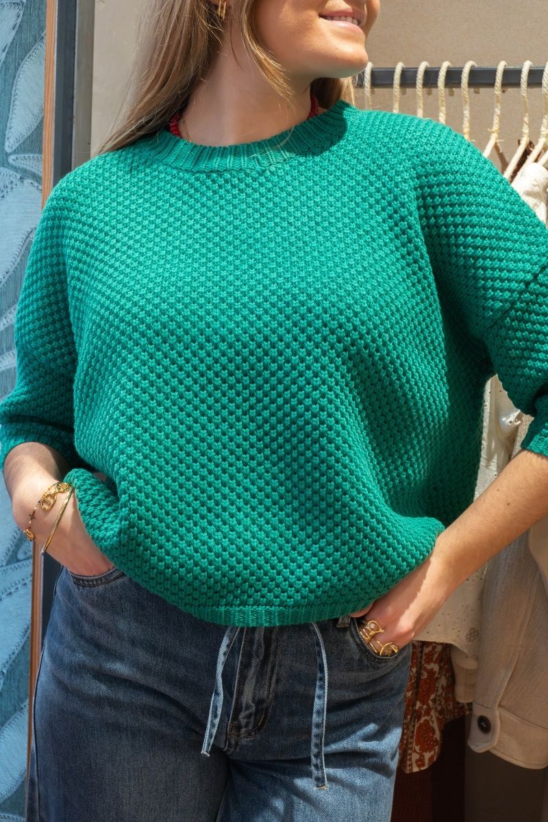 Pull Ben, couleur vert, marque Orfeo, col rond