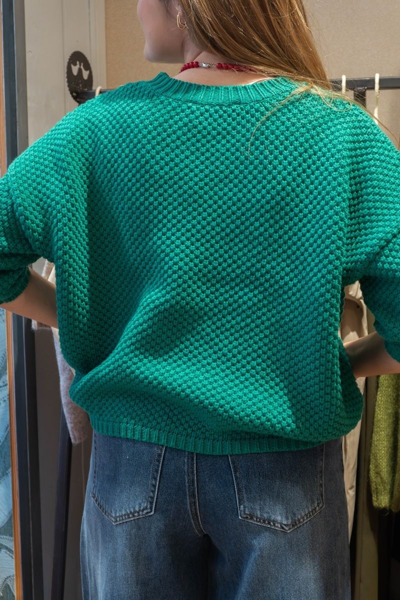 Pull Ben, couleur vert, marque Orfeo, col rond